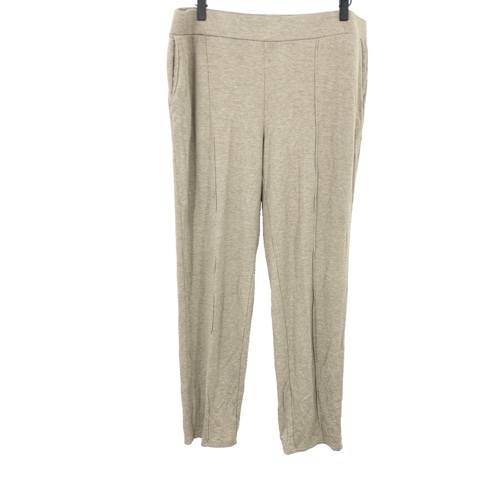 J Jill Purejill Women Size Large Pants Tranquility Fleece Beige Brown Stretch